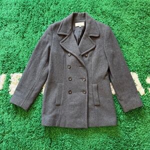 Jones Sport Women's Gray Wool Blend Double Breasted Pea Coat Jacket Size 6